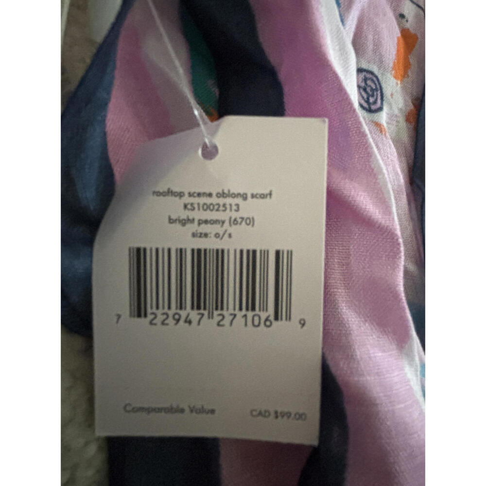 FALL CLEARANCE! NWT Kate Spade Rooftop Scene Oblong Scarf - Bright Peony - Picture 4 of 6